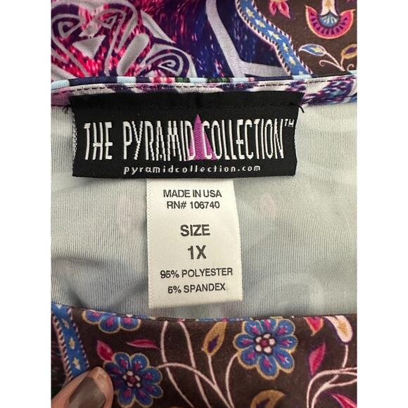 The Pyramid Collection Womens Asymmetric Tunic Size 1X Top Psychedelic Artsy - Picture 7 of 9